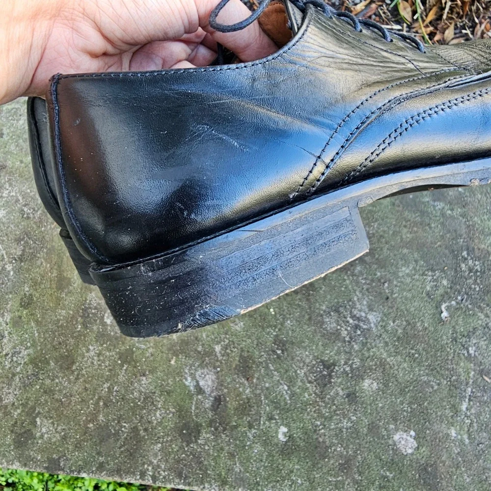Johnston & Murphy Harding Panel Oxford Dress Shoes 9 Black Leather Square Toe